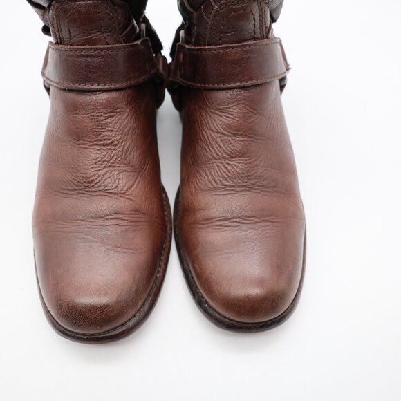 Frye Phillip Short Harness Women's 6.5 B Brown Leather Biker Riding Boots Zip - Picture 10 of 10